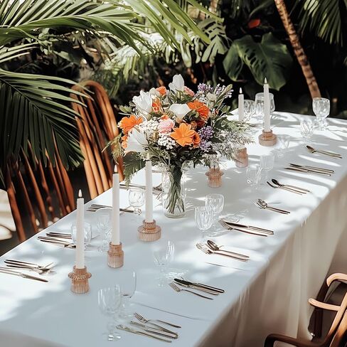 Double Sided Vintage Ribbed Taper Glass Candle Holders,Tea Candle Holder for Table Centerpieces, Wedding Decorations and Dinner Parties (Pink, 6 PCS) in Kuwait