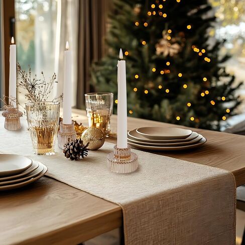 Double Sided Vintage Ribbed Taper Glass Candle Holders,Tea Candle Holder for Table Centerpieces, Wedding Decorations and Dinner Parties (Pink, 6 PCS) in Kuwait