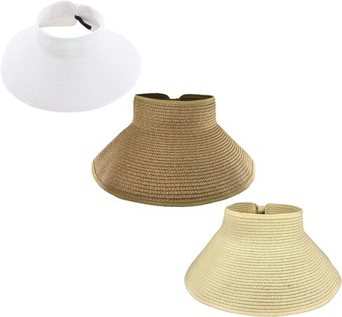 Beach Hats for Women Packable, Folding Straw Sun Hat Wide Brim & Ponytail for Pool UV Protection & Summer Travel SW-H2 in Saudi Arabia