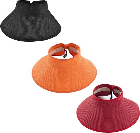 Beach Hats for Women Packable, Folding Straw Sun Hat Wide Brim & Ponytail for Pool UV Protection & Summer Travel SW-H2 in Saudi Arabia