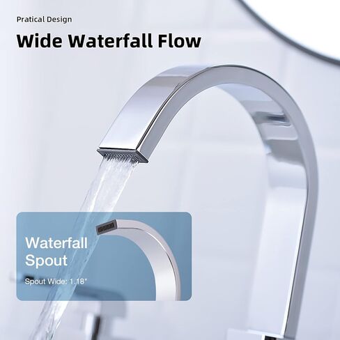 8-Inch Widespread Bathroom Faucet 3 Hole Brass Square Shaped Waterfall Modern Vanity Sink Faucet Swivel Spout 2 Handle with cUPC Water Supply Lines and Overflow Pop Up Drain Included,Matte Black in Saudi Arabia