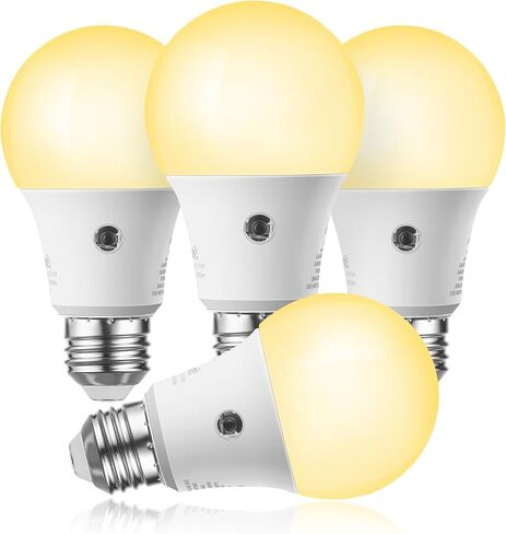 EDISHINE Dusk to Dawn Light Bulbs, 5000K Daylight Glow, Outdoor LED Light Bulb, Dual External Sensor Light, Automatic On/Off, 800LM Bright Light Bulb, 9W(60W Equivalent), E26 Base, 4 Pack, UL Listed in Saudi Arabia