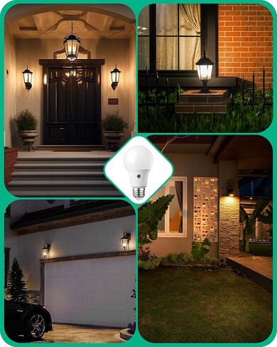 EDISHINE Dusk to Dawn Light Bulbs, 5000K Daylight Glow, Outdoor LED Light Bulb, Dual External Sensor Light, Automatic On/Off, 800LM Bright Light Bulb, 9W(60W Equivalent), E26 Base, 4 Pack, UL Listed in Saudi Arabia