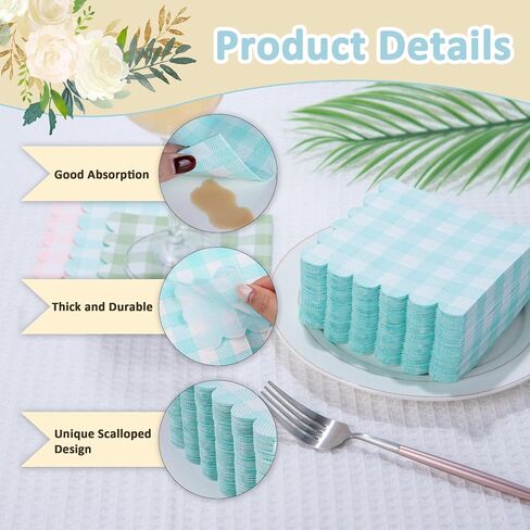 100 Pcs Sage Green Napkins Scalloped Edged Dessert Cocktail Napkins Folded 5 x 5 Inches Disposable Napkins for Dinner Wedding Birthday Party in Saudi Arabia
