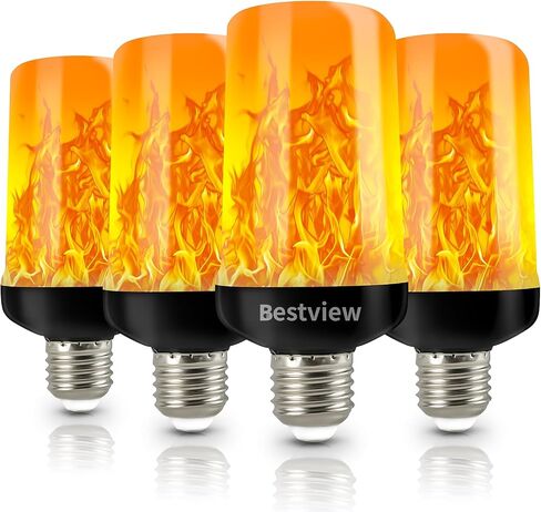 Bestview LED Flame Effect Light Bulbs,4 Modes Smart E26/E27 Base Flickering Fire Light Bulb with for Halloween, Christmas, Party, Porch, Indoor&Outdoor Home Decoration Lighting (Yellow 2 Pack) in Saudi Arabia