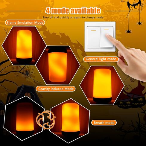 Bestview LED Flame Effect Light Bulbs,4 Modes Smart E26/E27 Base Flickering Fire Light Bulb with for Halloween, Christmas, Party, Porch, Indoor&Outdoor Home Decoration Lighting (Yellow 2 Pack) in Saudi Arabia