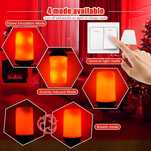 Bestview LED Flame Effect Light Bulbs,4 Modes Smart E26/E27 Base Flickering Fire Light Bulb with for Halloween, Christmas, Party, Porch, Indoor&Outdoor Home Decoration Lighting (Yellow 2 Pack) in Saudi Arabia