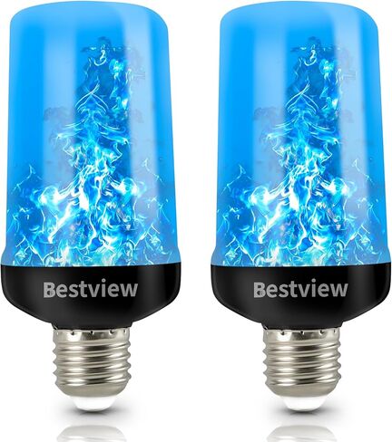 Bestview LED Flame Effect Light Bulbs,4 Modes Smart E26/E27 Base Flickering Fire Light Bulb with for Halloween, Christmas, Party, Porch, Indoor&Outdoor Home Decoration Lighting (Yellow 2 Pack) in Kuwait