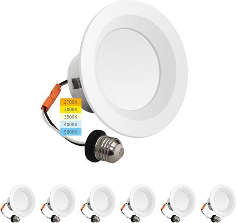 mw LED Recessed Lighting 6 Inch Retrofit,2700K/3000K/3500K/4000K/5000K,6 LED Can Light Retrofit,Smooth Trim,14W Equal 100W,1100LM,IC & Wet Rated, ETL and California JA8 Certified in Kuwait