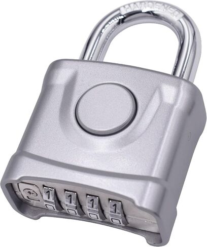 Heavy Duty Combination Lock Strong 4 Digit High Security Solid All Weather Combo Padlock Push Button Release Lock for Outdoor Garden Gate Gym Fence (One Touch Unlocking, Black, Normal Shackle) in Saudi Arabia