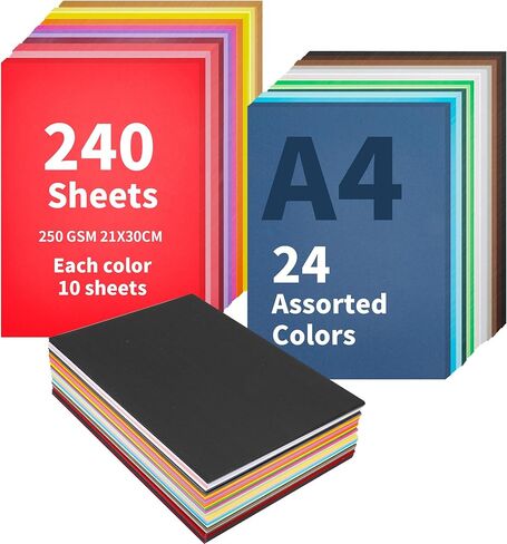 souG Heavy Colored Cardstock, 72sheets Colored Paper, A3 Size - 11.8" x 16.73", 90 lb/250 gsm, 24 Colors, Double Sided Printed Cardstock Paper for DIY Art, Paper Crafting, School Supplies in Kuwait
