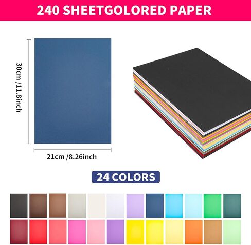 souG Heavy Colored Cardstock, 72sheets Colored Paper, A3 Size - 11.8" x 16.73", 90 lb/250 gsm, 24 Colors, Double Sided Printed Cardstock Paper for DIY Art, Paper Crafting, School Supplies in Kuwait