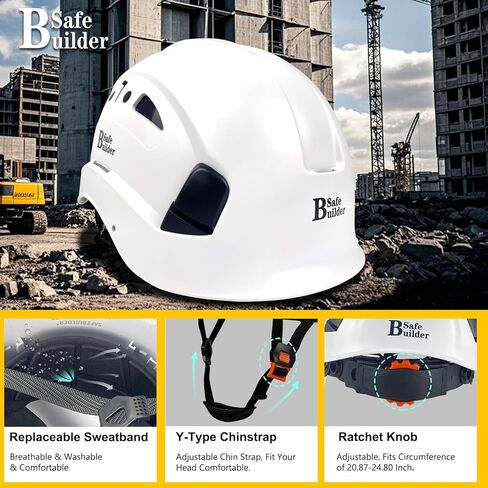 خوذة أمان صناعية مع قناع مدمج، قبعة صلبة ABS مع قناع، قبعات صلبة للتهوية قابلة للتعديل، حماية للرأس ANSI Z89.1 in Kuwait
