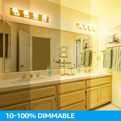 TORCHSTAR 12-Pack G25 LED Globe Bulb, Vanity Globe Light Bulbs for Bathroom Mirror, Dimmable 450LM, UL & Energy Star Listed, 6W Equivalent 40W, E26 Base Round Frosted Decorative Bulb, 2700K Soft White in Kuwait