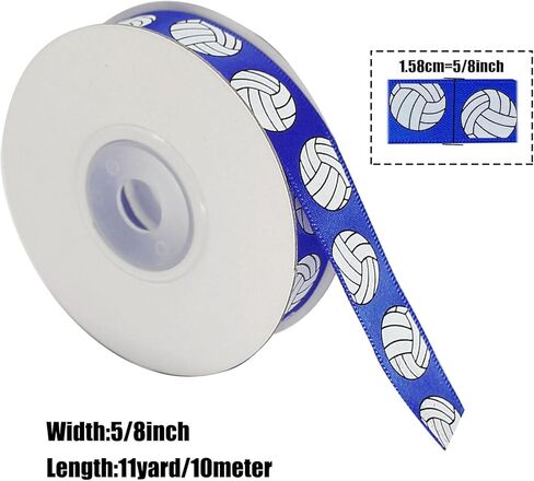 Blue Satin Volleyball Ribbon 5/8 بوصة × 10 متر ، والاستخدام لأقواس شعر الفريق ، ولف الهدايا ، والرسائل الرياضية ، وديكور الحفلات ، وإكليل الزهور ، وجميع الصياغة والخياطة in Kuwait