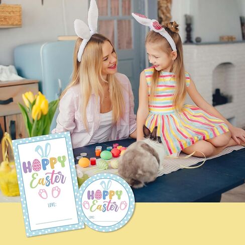 Happy Easter Stickers for Kids, He is Risen Stickers, Floral Religious Stickers Label, Self-Adhesive Stickers for Easter Holiday Party Gift Bags Snack Bags, 20 Round and 20 Square Stickers-C10 in Kuwait