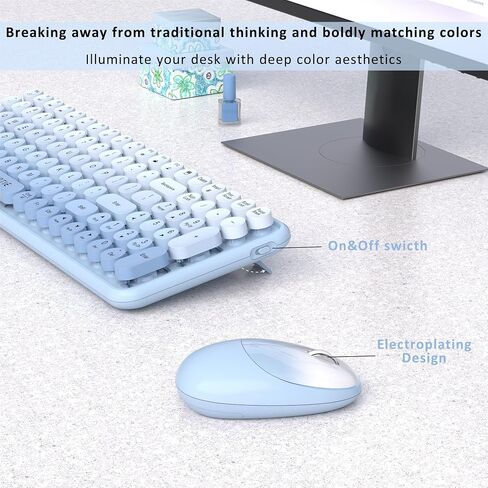 UBOTIE Wireless Keyboards and Mouse Combo (Purple Rainbow) in Kuwait