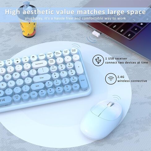 UBOTIE Wireless Keyboards and Mouse Combo (Purple Rainbow) in Kuwait