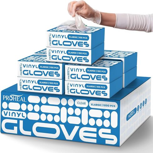 X Large Vinyl Gloves - 100 Clear Medical Gloves Disposable, Latex Free, Powder Free - Kitchen Gloves for Cooking, Food Prep, and Food Service Gloves - Guantes Desechables in Saudi Arabia