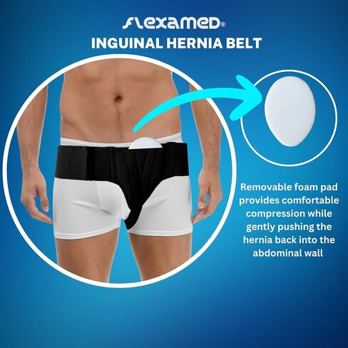 Right Side Inguinal Hernia Groin Belt with Compression Pad Black (M 32-36) in Saudi Arabia