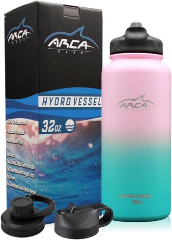 Stainless Steel Water Bottle With 2 Lids (Straw & Sport) - Sport Bottles for Men, Women & Kids - Double Walled, Insulated Thermos (White, 32 oz) in Saudi Arabia