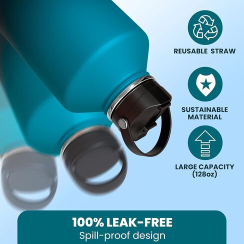99AS Gallon Water Bottle - Insulated Water Bottle with Carrier Bag & Paracord Handle 128 oz Stainless Steel Water Bottles Water Bottle with Straw for Travel Gym (Blue) in Saudi Arabia