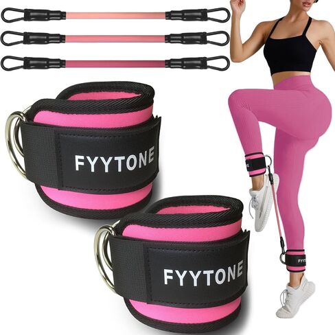 Ankle Resistance Bands with Cuffs, Women Workout for Home Gym, Glutes Exercise at Home, Ankle Strap for Cable Machines Women, Shaping The Perfect Butt. in Saudi Arabia