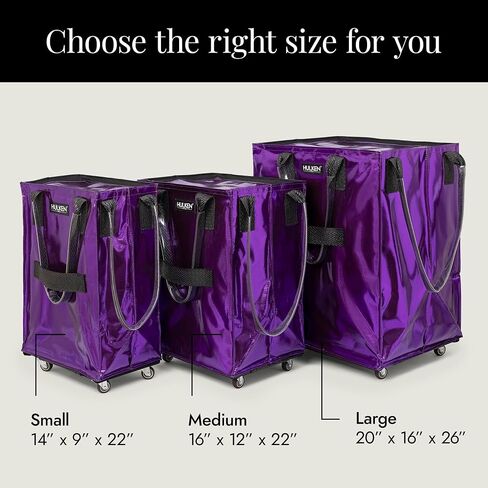 (Medium, Black) Reusable Grocery Bag On Wheels, Shopping Trolley, Rolling Tote, Zipper Closure, Lightweight, Carries Up to 66 lb, Folds Flat, Unbreakable Handles in Saudi Arabia
