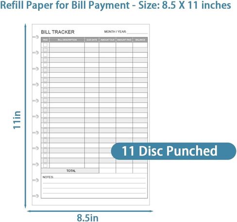 تعقب فواتير تعقب - 100 ورقة/200 صفحة ، تعبئة قائمة مرجعية دفع الفواتير لمخطط Filofax ، منظم ، المجلدات ، 6 ثقب مثقوب ، 100 GSM ، الورق الأبيض ، نماذج الميزانية الشهرية ، 5.5 × 8.5 " in Kuwait