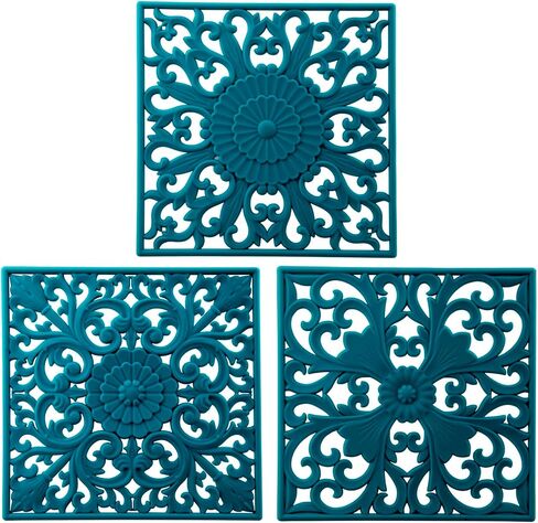 Silicone Trivets for Hot Dishes, Square Trivet Hot Pads for Kitchen Counter, Trivet Mat for Hot Pots and Pans, Thick Heat Resistant Mat for Quartzs, Kitchen Tabletops Pot Holder Set 3 Purple in Saudi Arabia