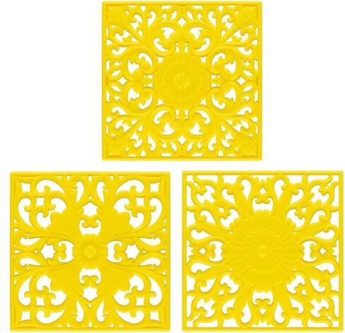 Silicone Trivets for Hot Dishes, Square Trivet Hot Pads for Kitchen Counter, Trivet Mat for Hot Pots and Pans, Thick Heat Resistant Mat for Quartzs, Kitchen Tabletops Pot Holder Set 3 Purple in Saudi Arabia