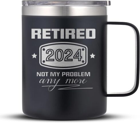 2021 Retirement Gifts for Men and Women, Funny Retired 2021 Not My Problem Any More Coffee Mug Tumbler Gift 14 oz Black, Retiring Present Ideas for Office Coworkers, Boss, Husband, Dad, Friends in Saudi Arabia