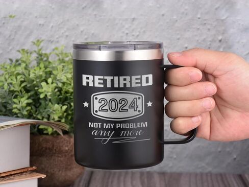 2021 Retirement Gifts for Men and Women, Funny Retired 2021 Not My Problem Any More Coffee Mug Tumbler Gift 14 oz Black, Retiring Present Ideas for Office Coworkers, Boss, Husband, Dad, Friends in Saudi Arabia
