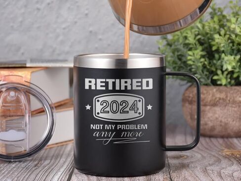 2021 Retirement Gifts for Men and Women, Funny Retired 2021 Not My Problem Any More Coffee Mug Tumbler Gift 14 oz Black, Retiring Present Ideas for Office Coworkers, Boss, Husband, Dad, Friends in Saudi Arabia