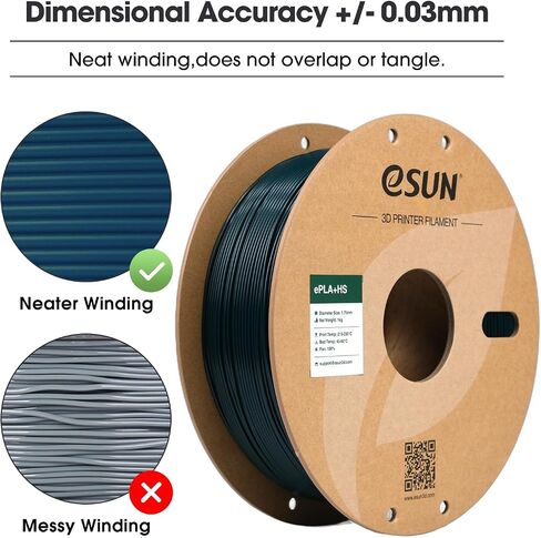 eSUN High Speed PLA+ Filament 1.75mm, 3D Printer Filament Speedy PLA Plus for Fast Printing, 1KG per Spool, 2 Spools 3D Printing Filament, Cold White in Saudi Arabia
