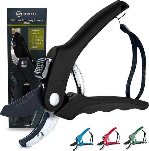 Nevlers 8" Green Bypass Pruning Shears for Gardening | Garden Shears w/Stainless Steel Blades | 8mm Cut Cap. Plant Shears Gardening Tools | Ergonomic Hand Pruners for Gardening Gifts for Men & Women in Kuwait