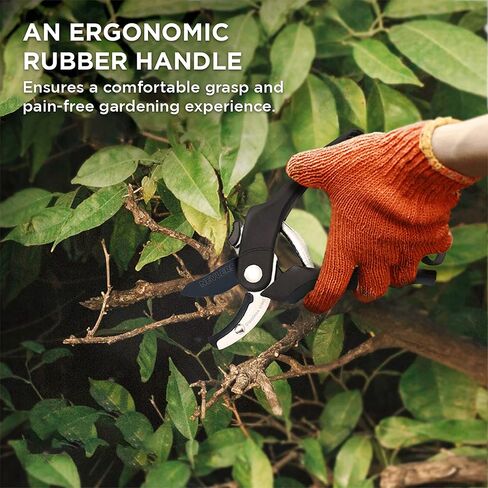 Nevlers 8" Green Bypass Pruning Shears for Gardening | Garden Shears w/Stainless Steel Blades | 8mm Cut Cap. Plant Shears Gardening Tools | Ergonomic Hand Pruners for Gardening Gifts for Men & Women in Kuwait