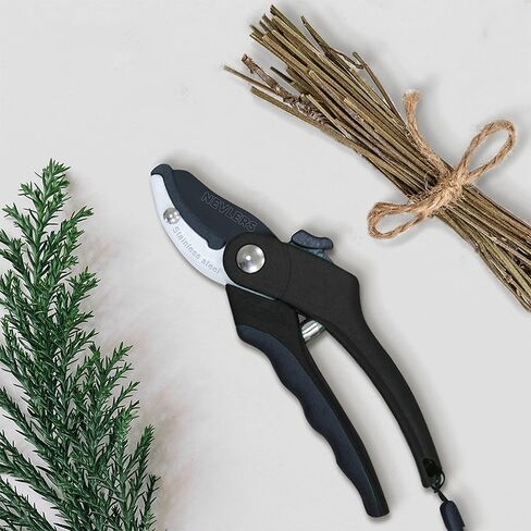 Nevlers 8" Green Bypass Pruning Shears for Gardening | Garden Shears w/Stainless Steel Blades | 8mm Cut Cap. Plant Shears Gardening Tools | Ergonomic Hand Pruners for Gardening Gifts for Men & Women in Kuwait