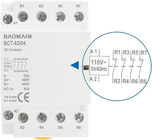 Baomain AC Contactor 40A Coil 4 Pole Universal Circuit Control 35mm DIN Rail Mount BCT-40/04 (4NC, AC 110V) in Saudi Arabia