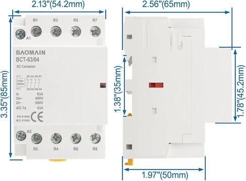 Baomain AC Contactor 40A Coil 4 Pole Universal Circuit Control 35mm DIN Rail Mount BCT-40/04 (4NC, AC 110V) in Saudi Arabia