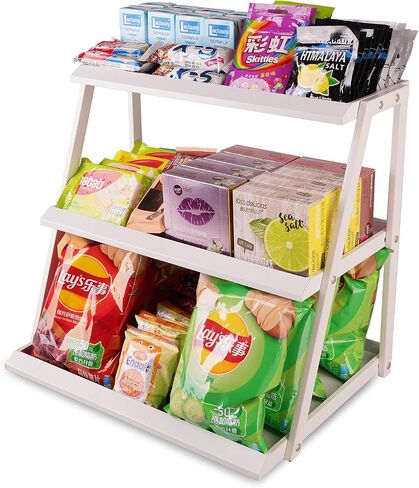 WWN 3 tier candy display - Snack holder with snack holder - Multi-functional counter snack and chip holder for stores - Cupcake display stand（Black） in Saudi Arabia