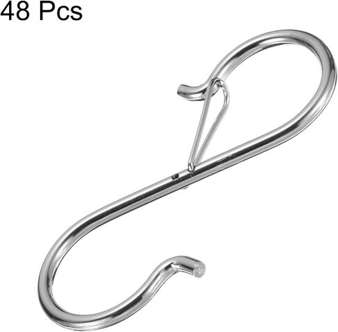 HARFINGTON 48pcs S Hooks 3.5 Inch S-Shaped Metal Hook Hanger with Safety Buckle for Hanging Plants Clothes Pots and Pans Kitchen Utensil Bags, Black in Saudi Arabia