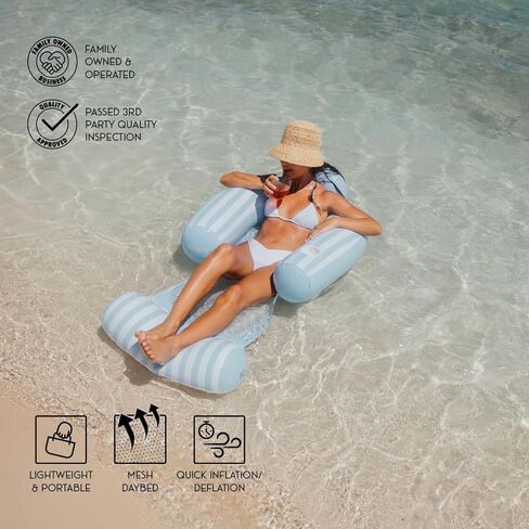 Funboy Clear Navy Mesh Chair 2 في 1 كرسي المياه مع شبكة التبريد وتجمع أرجوحة ماء قابلة للنفخ. in Kuwait