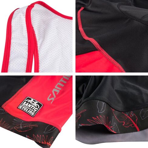 Santic Mens Cycling Bib Shorts Padded Mens Padded Biking Shorts Cycle Bib Tights with Color-Blocking UPF 50+ in Kuwait