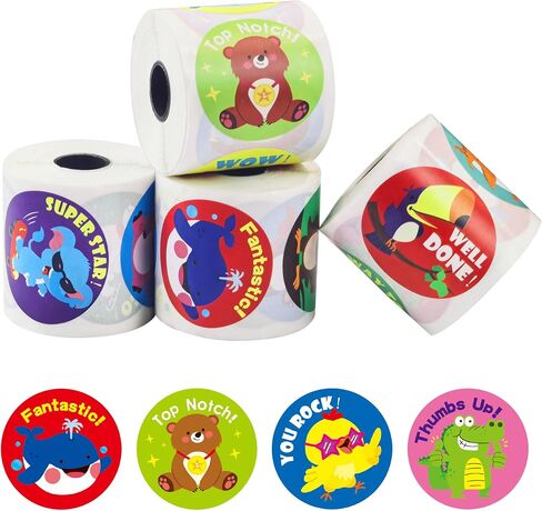 1200 PCS Cupcake Donut Party Decoration Stickers, 32 Designs Adorable Stickers, 1.5" Reward Stickers Motivational Stickers, 4 Rolls Incentive Sticker for School, Classroom, Party in Kuwait