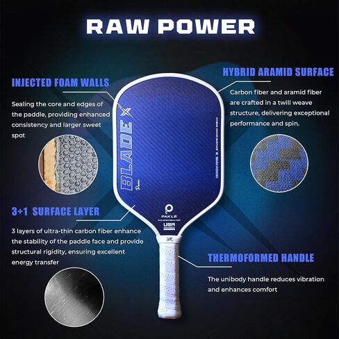 Pro Kevlar Pickleball Paddles ، USAPA المعتمد من مضرب Pickleball Thermoformed ، سطح Kevlar و Carbon Fiber ، طاقة 13 ملم والتحكم 16 مم in Saudi Arabia