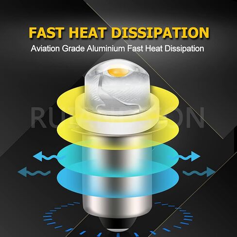 Ruiandsion 2pcs P13.5S LED Bulb 3-18V COB 0.5W 3V 4.5V 6V 9V 18V Upgrade for Flashlight Torch Work Lights,White in Saudi Arabia