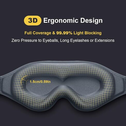 Puikos Eye Mask Sleeping Mask for Women Men Eye Covers for Sleeping Comfortable Adjustable Contoured Blackout Weighted Eyelash Extension Protector Sleep Mask Side Sleeper for Travel Yoga Nap in Saudi Arabia