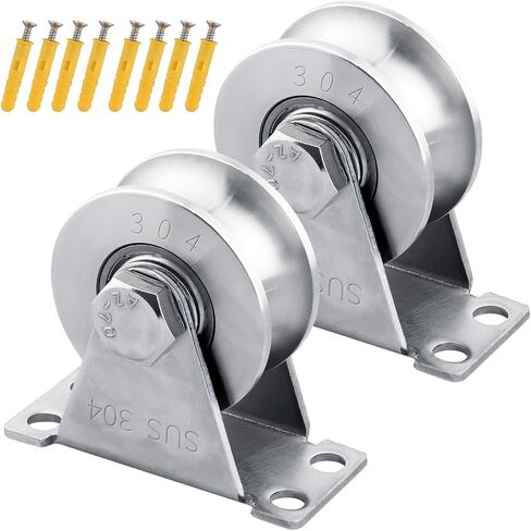 Cable Pulley Wheel Stainless Steel, V Groove Wheel Pulley Block 1 Pack Super Silent Wall Mounted Pulley Block, Double Bearing Rope Pulley for Gym Equipment, Pulley System, Sliding Gate in Saudi Arabia