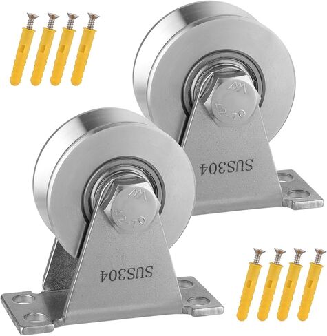 Cable Pulley Wheel Stainless Steel, V Groove Wheel Pulley Block 1 Pack Super Silent Wall Mounted Pulley Block, Double Bearing Rope Pulley for Gym Equipment, Pulley System, Sliding Gate in Saudi Arabia